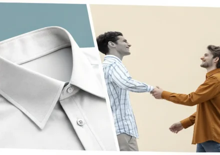 셔츠 옷깃과 강아지 목걸이가 나란히 놓여 있고 그 사이에 빈 말풍선 아이콘이 있는 이미지, '칼라' 관련 영어 표현 학습을 나타냄.