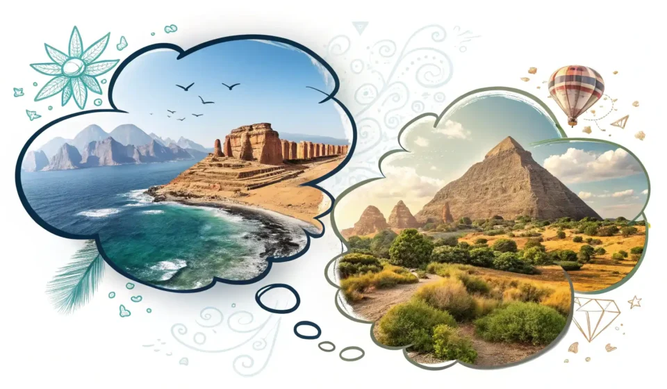 가정('Even if')을 나타내는 물음표와 사실('Even though')을 나타내는 체크 표시가 그려진 두 개의 생각 풍선 비교 이미지.