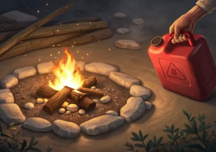 불길에 기름을 부어 불을 더 키우는 그림, 'add fuel to the fire' 영어 표현의 의미 시각화