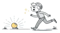 영어로 '우연히 발견하다/만나다'를 뜻하는 'Come across' 구문 학습 관련 라인 아트 썸네일 이미지
