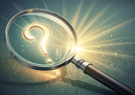 영어로 '알아내다', '발견하다'를 의미하는 'Find out' 표현 학습을 상징하는 돋보기와 물음표, 느낌표 이미지 썸네일