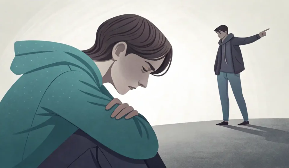 과거의 실수 때문에 누군가를 비난하거나 원망하는 'hold against' 영어 표현을 상징하는 이미지.