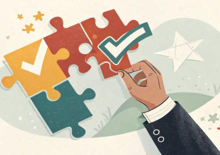 영어 표현 'once and for all'의 최종적이고 확실한 의미를 완성된 퍼즐 이미지로 표현한 썸네일