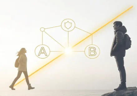 '직선' 영어 표현 학습: A 지점에서 B 지점으로 이어진 명확한 직선 그래픽.