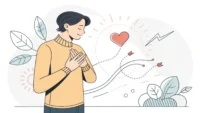 역류성 식도염 증상을 영어로 표현하는 방법을 배우는 일러스트
