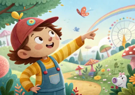 등 관련 영어 표현 학습: 사람이 등을 가리키고 옆에는 영어 학습을 상징하는 아이콘과 책이 있는 일러스트