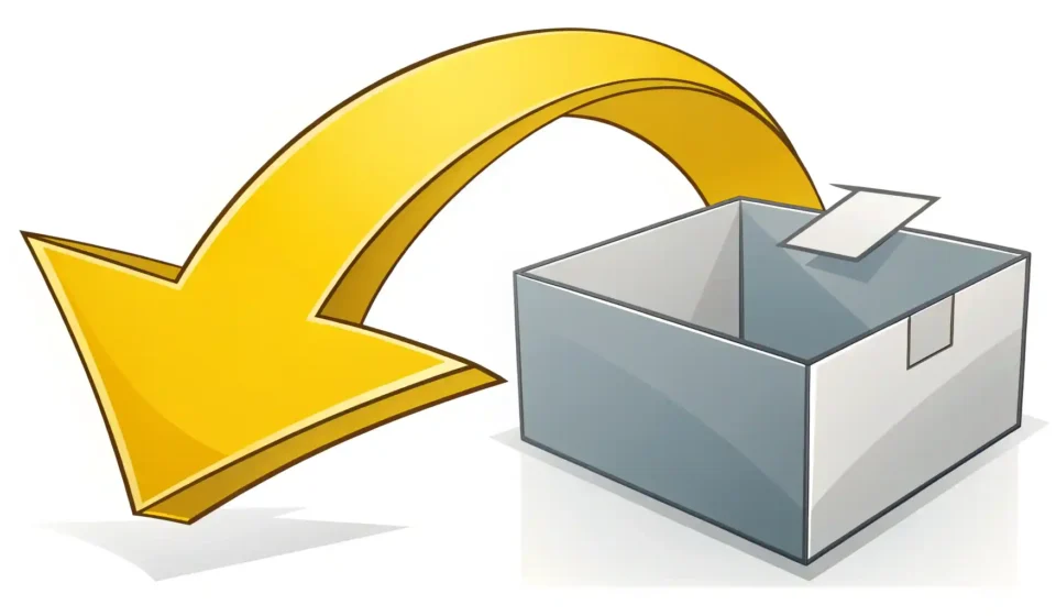 뒤를 뜻하는 영어 표현: 뒤쪽 방향을 가리키는 노란색 화살표 그래픽.