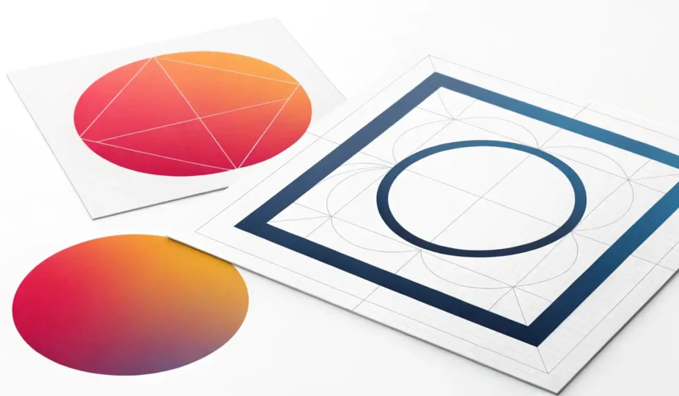 다양한 스타일의 테두리(border), 가장자리(edge), 외곽선(outline)이 강조된 도형들과 돋보기 아이콘 이미지, '테두리' 관련 영어 표현 학습 상징.