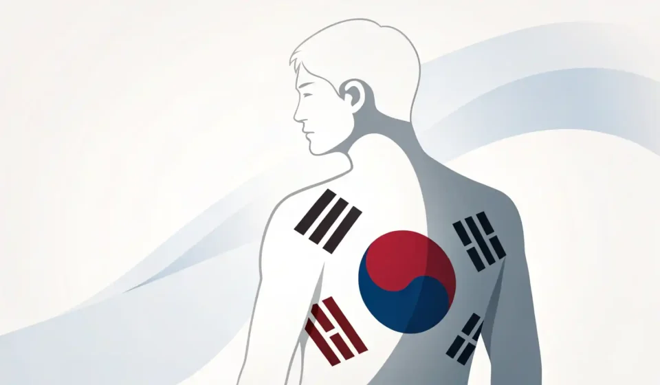 영어로 '가슴' 관련 다양한 표현 배우기를 상징하는 이미지: 사람 상체 실루엣과 한국/영미권 국기 색상, 물음표, 말풍선, 전구 아이콘 포함.