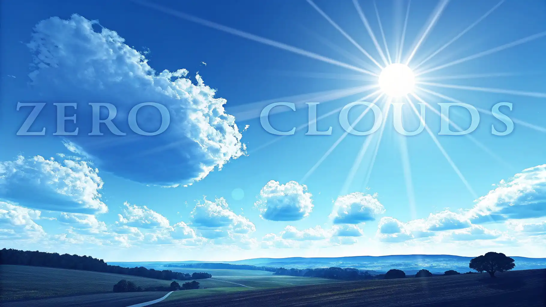 파란 하늘과 밝은 태양이 있는 맑은 날씨 그림. 'Clear Day', 'Sunny' 같은 영어 표현 단어들이 떠다니고, 영어 학습을 나타내는 말풍선 아이콘이 있음.