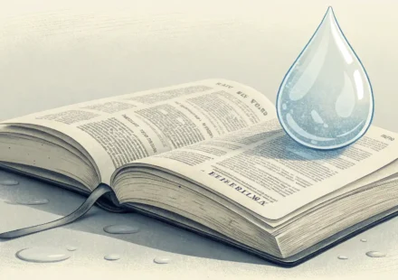 눈물 방울이 영어 학습 노트 위에 떨어지는 모습, '울다' 관련 영어 표현 배우기 콘셉트 이미지