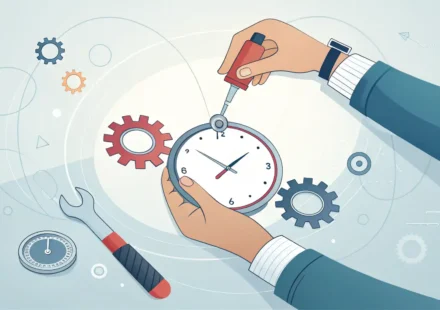 물건을 분해하는 모습과 영어 학습을 시각적으로 표현한 이미지