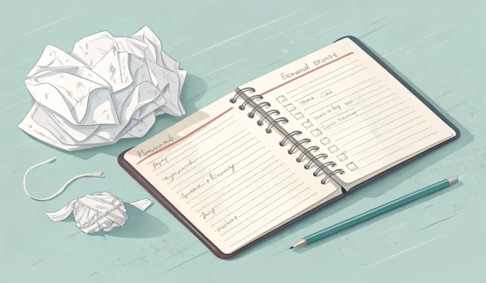 실패 경험을 영어로 표현하는 방법을 배우는 과정을 상징하는 이미지