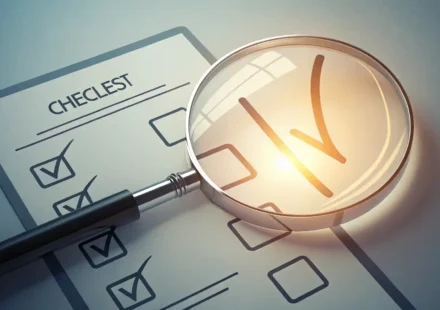 돋보기로 체크리스트를 확인하는 이미지, '체크' 관련 다양한 영어 표현 배우기