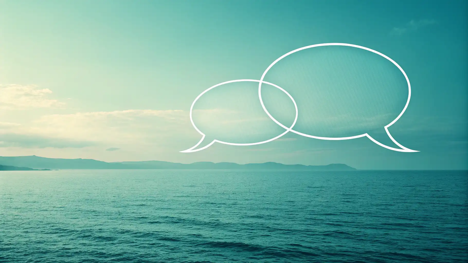평화 관련 영어 표현 배우기: "Are you at peace?", "I feel serene" 영어 문구가 적힌 말풍선과 차분한 배경 이미지.
