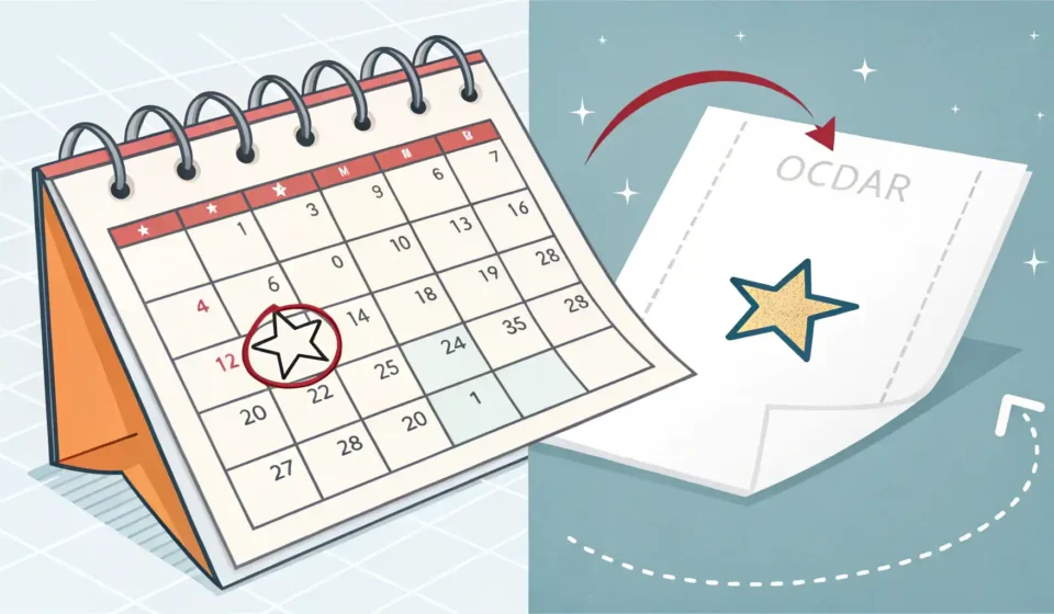 특정 시점 이후 계속되는 시간의 흐름을 보여주는 화살표와 달력 아이콘, 영어 표현 학습 상징.