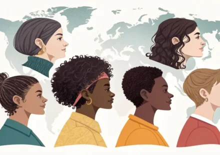 머리 관련 영어 표현 배우기: 다양한 헤어스타일 실루엣과 영어 학습 아이콘 일러스트