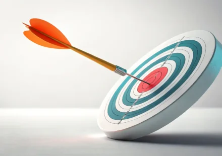 가운데를 뜻하는 다양한 영어 표현 배우기: 과녁 정중앙을 맞춘 화살 그래픽