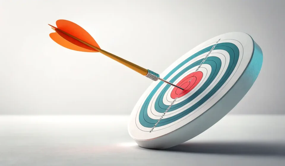 가운데를 뜻하는 다양한 영어 표현 배우기: 과녁 정중앙을 맞춘 화살 그래픽