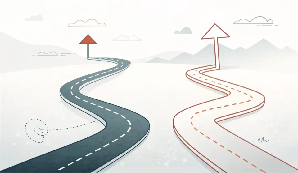 반복을 나타내는 영어 표현 'Time after time'과 'Repeatedly'의 뉘앙스 차이를 시각적으로 비교하는 이미지.