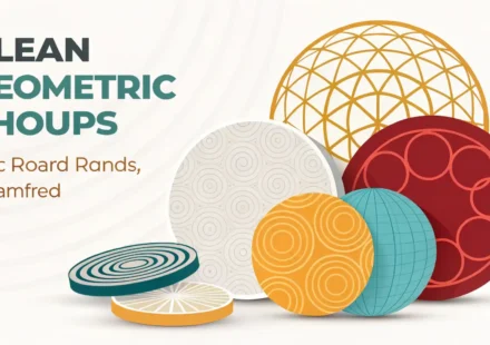 다양한 둥근 모양(원, 구, 곡선)과 영어 학습을 나타내는 말풍선 아이콘 이미지