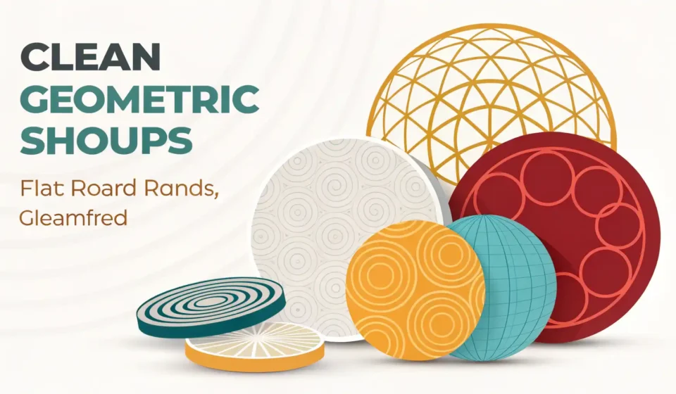 다양한 둥근 모양(원, 구, 곡선)과 영어 학습을 나타내는 말풍선 아이콘 이미지