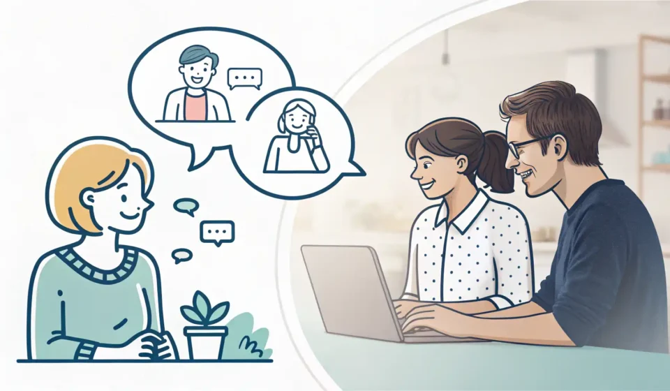 "at the same time"과 "simultaneously" 영어 표현의 뉘앙스 차이와 동시성을 시각적으로 표현한 이미지.