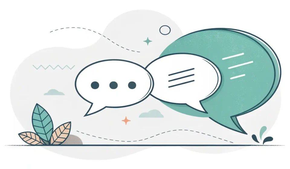 'From time to time'과 'Now and then'의 미묘한 빈도 차이를 시각적으로 나타내는 두 개의 말풍선 아이콘과 영어 학습을 상징하는 이미지.