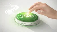 시작을 의미하는 영어 표현 배우기: 'START' 버튼과 관련 영어 단어 일러스트