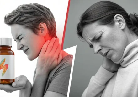 뻣뻣한 목과 단단한 돌 이미지를 통해 '딱딱함' 관련 다양한 영어 표현 학습을 나타내는 그림