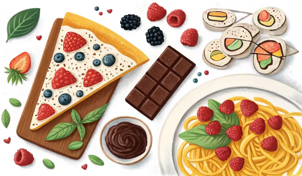 다양한 음식 맛과 식감을 나타내는 영어 표현 배우기 컨셉 이미지