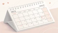 드문 빈도를 나타내는 영어 표현 학습을 상징하는, 몇몇 날짜만 강조된 달력과 돋보기 아이콘 이미지