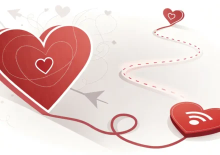 하트 모양과 영어 학습(책 또는 전구 아이콘)을 연결하여 '하트' 관련 영어 표현 배우기를 상징하는 이미지