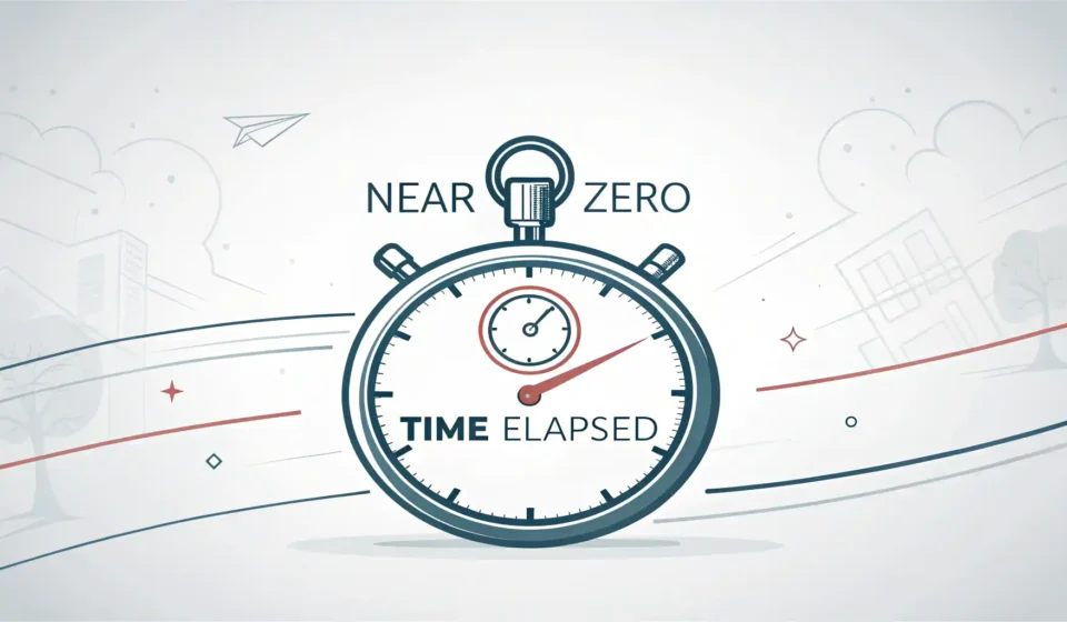 즉시성을 나타내는 스톱워치 아이콘과 격식 및 비격식 상황을 상징하는 아이콘으로 갈라지는 화살표 이미지