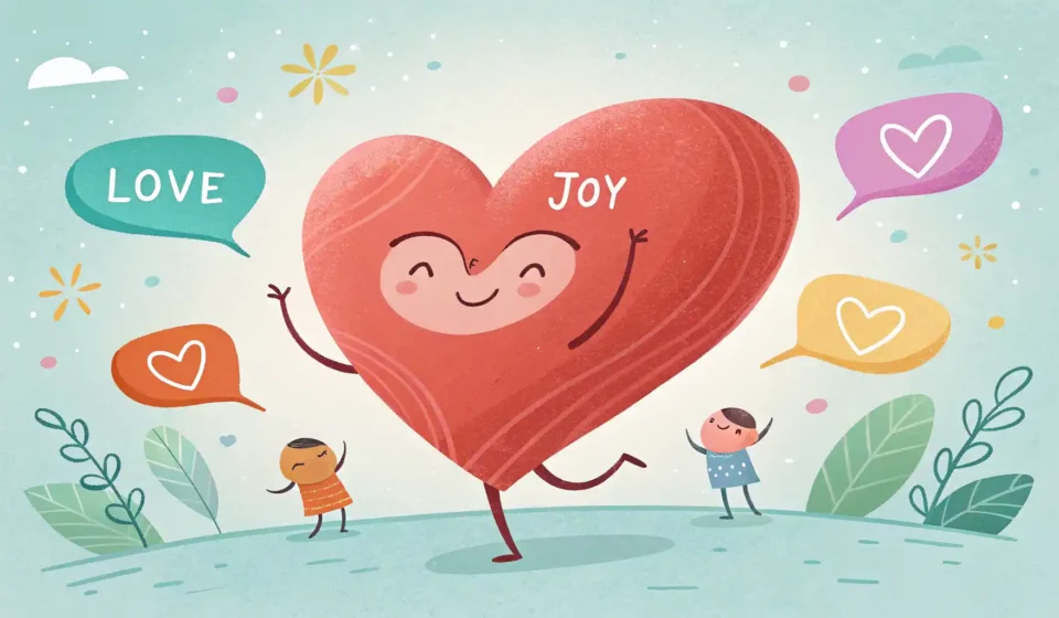 영어로 사랑을 표현하는 다양한 방법을 상징하는 하트와 말풍선 그림