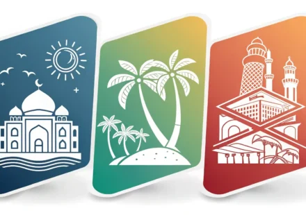 사진 카메라, 연필 드로잉, 물감 붓 아이콘으로 picture, drawing, painting 영어 단어의 차이를 시각적으로 표현한 이미지