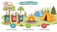 캠핑장에서 쓰레기 처리 규칙 영어 영어 학습 이미지