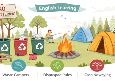 캠핑장에서 쓰레기 처리 규칙 영어 영어 학습 이미지