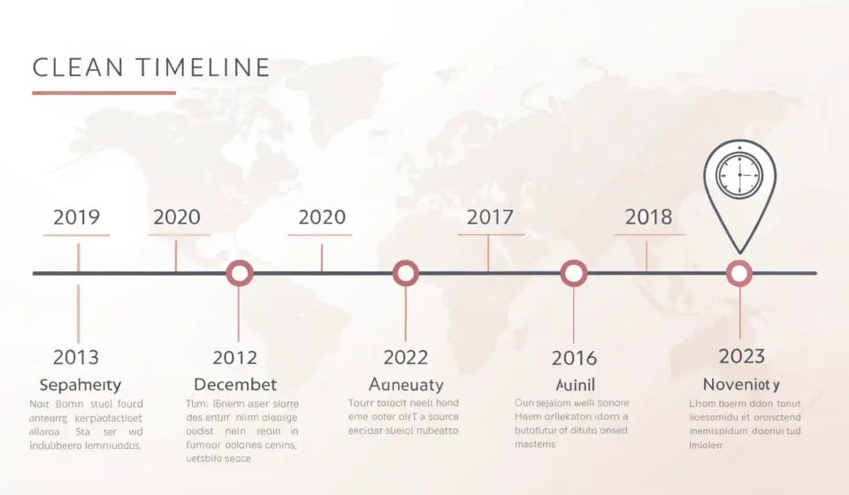 과거 특정 시점에서 현재까지 이어지는 시간을 나타내는 타임라인 그래픽, 'Ever since'와 'Since then'의 시간 개념 시각화.