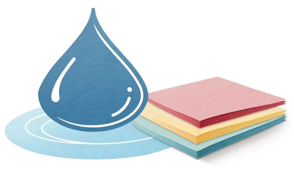 슬픔 감정을 영어로 배우는 것을 상징하는 눈물 아이콘과 빈 영어 학습 카드 이미지