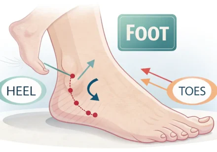 발 그림과 영어 학습을 상징하는 전구 아이콘, 발 관련 영어 표현 배우기