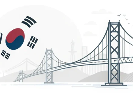 정규직 관련 영어 표현 학습을 상징하는 다리와 아이콘 이미지