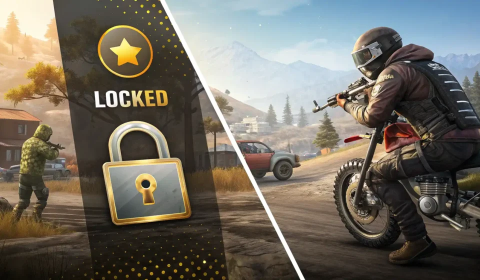 잠긴 게임 계정과 영어 고객 지원 문의를 나타내는 아이콘 분할 이미지