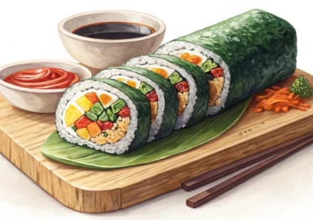 김밥 영어 표현 배우기: 김밥과 영어 공부 상징 이미지