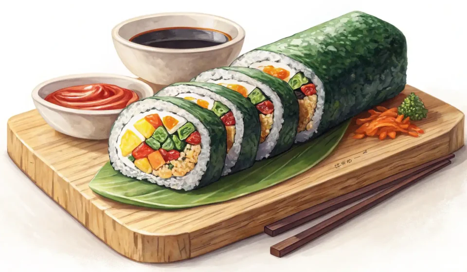 김밥 영어 표현 배우기: 김밥과 영어 공부 상징 이미지