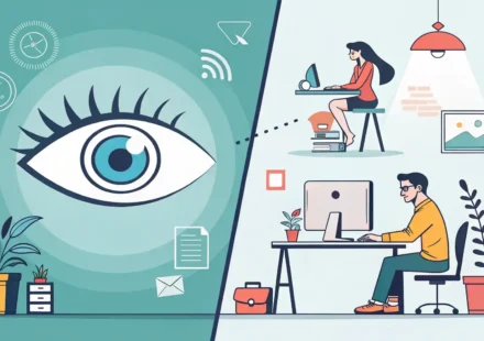 눈 아이콘과 문서 아이콘, 그리고 스톱워치와 말풍선 아이콘을 나란히 배치하여 'at a glance'와 'briefly'의 의미 차이를 시각적으로 나타낸 영어 학습 썸네일 이미지.