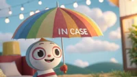 'in case' 영어 표현: 만일의 상황에 대비하는 법을 배우는 콘셉트의 3D 이미지