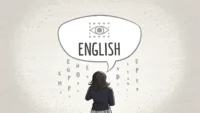 안과에서 사용하는 영어 표현 배우기 컨셉의 눈과 말풍선 일러스트 썸네일 이미지.