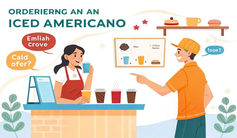 Ordering an iced Americano at a café [English Conversation] 영어 학습 이미지
