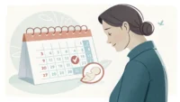 육아휴직 관련 영어 표현 학습을 상징하는 달력, 아기, 전구 아이콘 이미지